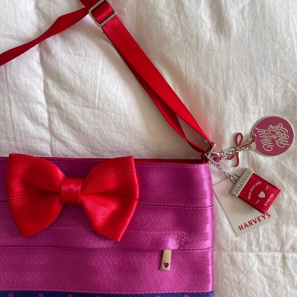 NWT HARVEYS (Holiday Edition) Merry & Bright Bow Purple Streamline Crossbody Bag - Picture 4 of 11